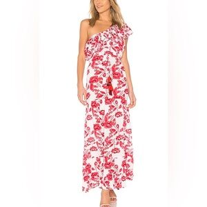 Revolve Lovers and Friends Amity Maxi Floral Dress in Coral Poppy